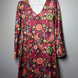 Women's Hippie Costume Ladies 60s 70s Hippy Dress Size Small Peace Love